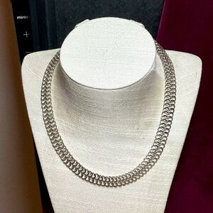 Signed Monet Necklace Silver Toned 16”